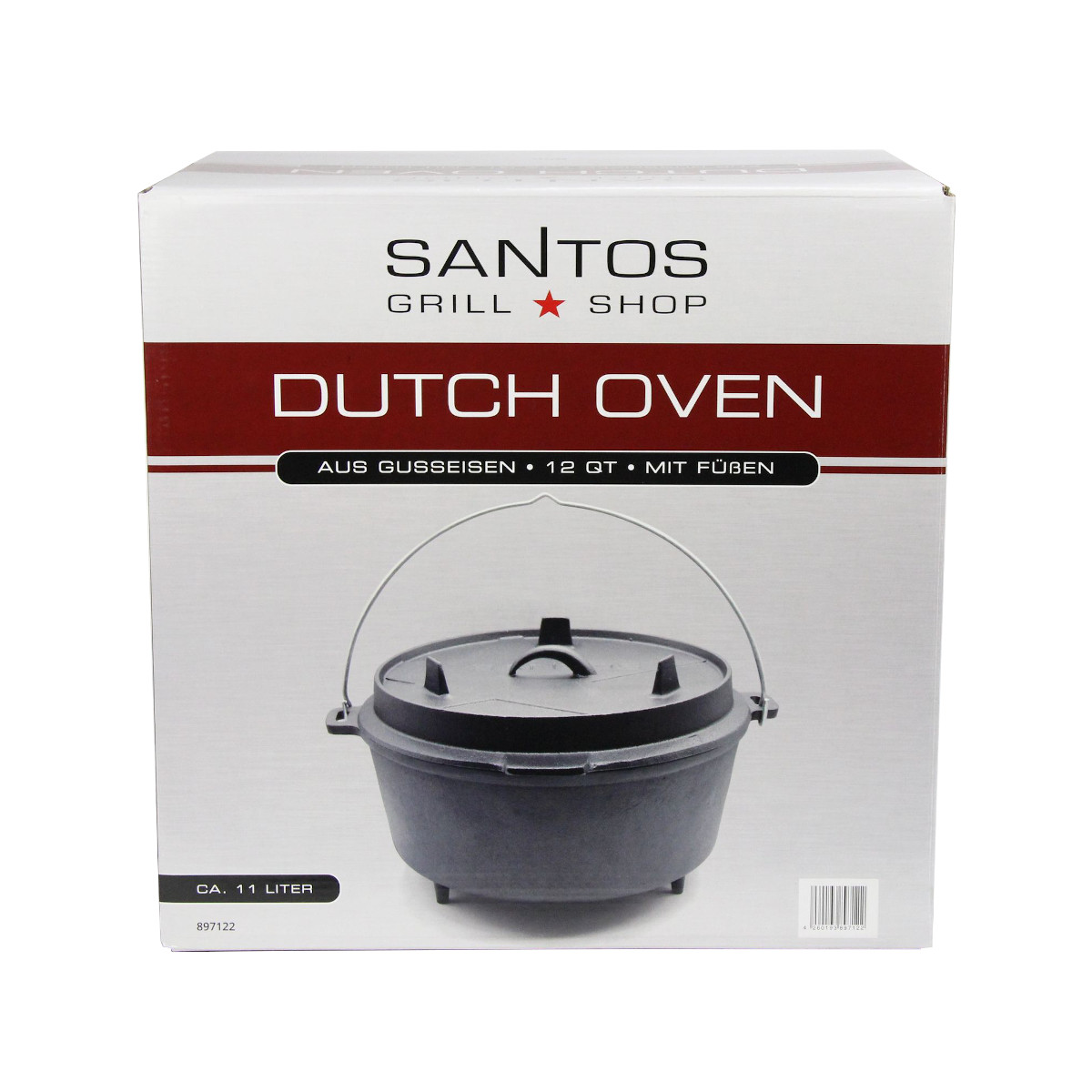 SANTOS Dutch Oven 12qt mit Füßen