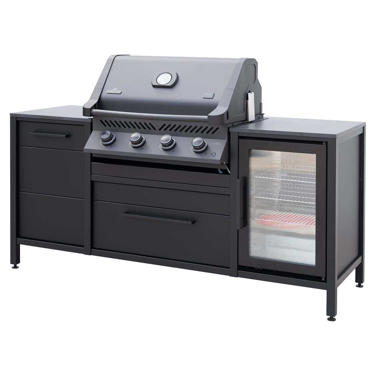 Burnout Kitchen BBQ Block Shadow Einbau Kühlschrank CASO