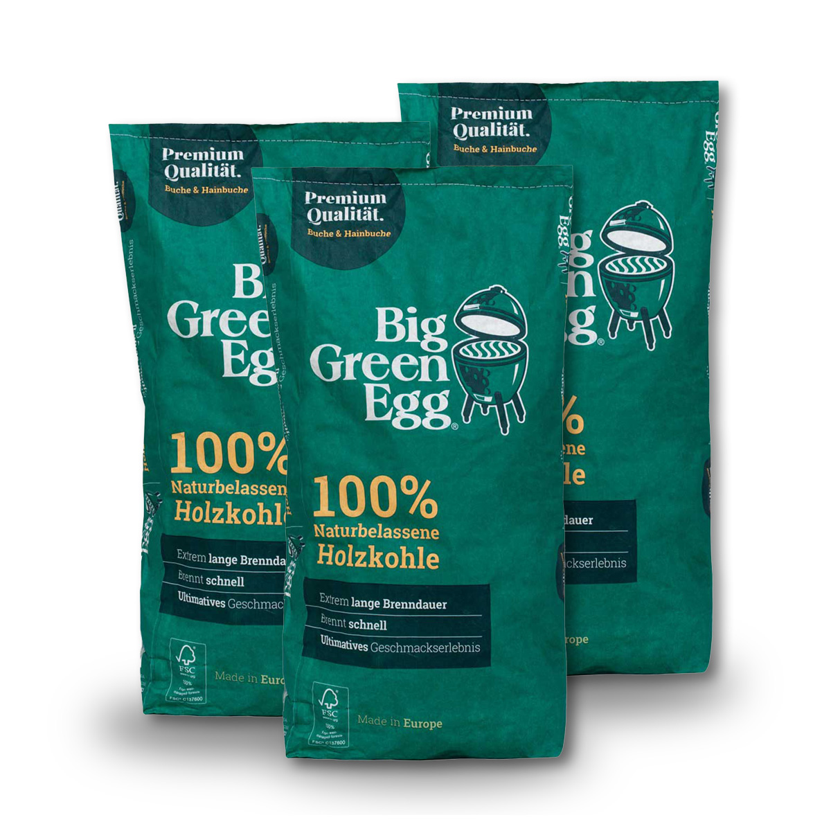 Big Green Egg Holzkohle 9 kg – 100% naturbelassen | 3er Pack